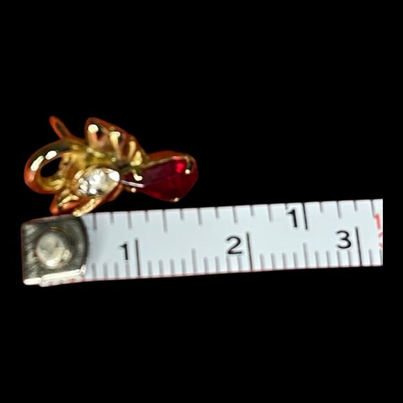 Vintage Christmas Tree Brooch & Holiday Pins Lot Red Green Rhinestone Gold Tone - Picture 10 of 13